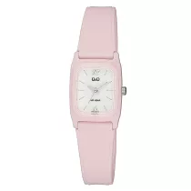   Q&Q női karóra, quartz, rózsaszínű műanyag tok, rózsaszínű műanyag szíj, fehér színű számlap, V33A-007VY