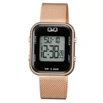   Q&Q női karóra, quartz, digitális, rózsaarany színű tok, rózsaarany színű acél karcsat, M207J013Y