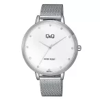   Q&Q női karóra, quartz, ezüst színű fémtok, fehér színű számlap, ezüst színű nemesacél csat (mesh band), QB57J211Y