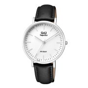 Q&Q férfi karóra, quartz, ezüst színű acél tok, fehér színű számlap, fekete színű bőrszíj, (Superior), S10A-001VY Q&Q férfi karóra, quartz, ezüst színű acél tok, fehér színű számlap, fekete színű bőrszíj, (Superior), S10A-001VY