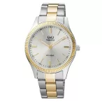   Q&Q férfi karóra, quartz, ezüst színű acél tok, fehér színű számlap, bicolor színű acél karcsat, (Superior) S294J401Y