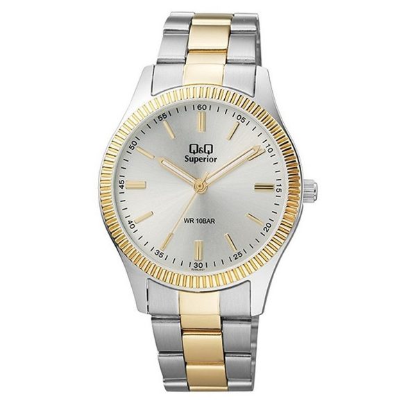 Q&Q férfi karóra, quartz, ezüst színű acél tok, fehér színű számlap, bicolor színű acél karcsat, (Superior) S294J401Y