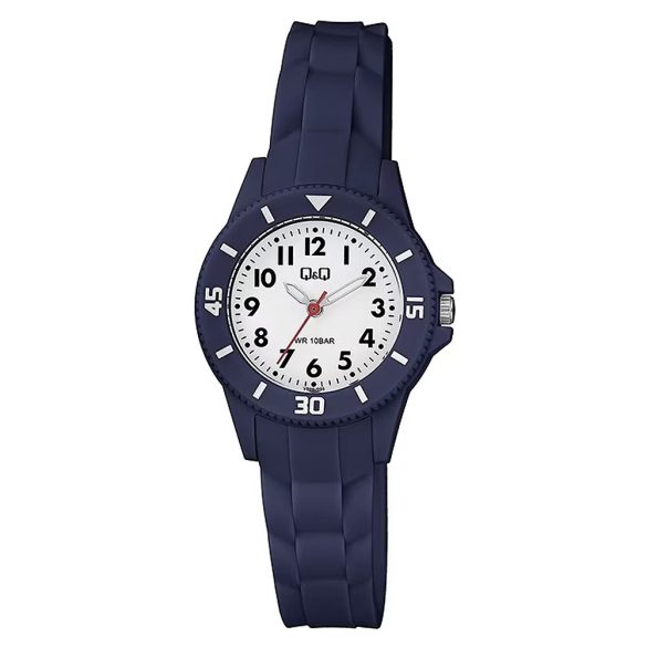 Q&Q női karóra, quartz, kék színű műanyag tok, fehér színű számlap, kék színű műanyag szíj, VS66J003Y