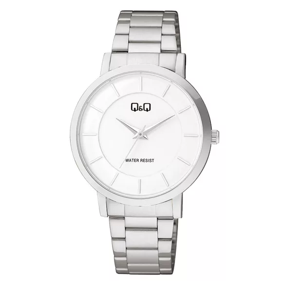 Q&Q férfi karóra, quartz, ezüst színű fémtok, fehér színű számlap, ezüst színű acél karcsat, C59A-004PY