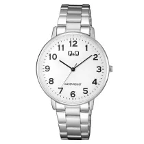   Q&Q férfi karóra, quartz, ezüst színű fémtok, fehér színű számlap, ezüst színű acél karcsat, C64A-002PY