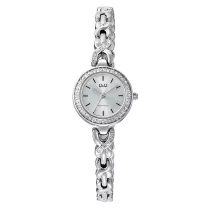  Q&Q női karóra, quartz, ezüst színű fémtok, ezüst színű számlap, ezüst színű fémcsat, F08A-001PY