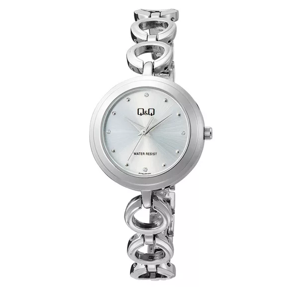 Q&Q női karóra, quartz, ezüst színű fémtok, ezüst színű számlap, ezüst színű fémcsat, F11A-001PY