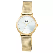   Q&Q női karóra, quartz, arany színű fémtok, ezüst színű számlap, arany színű acél karcsat, C35A-006PY