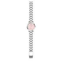   Q&Q női karóra, quartz, ezüst színű fémtok, rózsaszínű számlap, ezüst színű acél karcsat, C35A-017PY