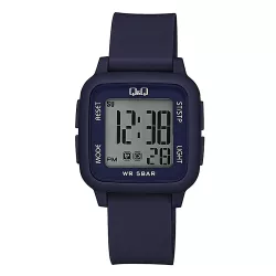   Q&Q női karóra, quartz, sötétkék színű műanyag tok, LCD kijelzés, sötétkék színű műanyag szíj, G02A-007VY