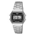   Q&Q férfi digitális karóra, quartz, ezüst színű tok, LCD kijelzés, ezüst színű acél karcsat, G17A-001JY