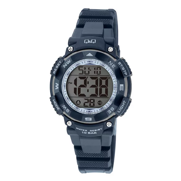 Q&Q férfi digitális karóra, quartz, kék színű műanyag tok, LCD kijelzés, kék színű műanyag szíj, M149J007Y