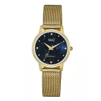   Q&Q női karóra, quartz, arany színű fémtok, kék színű számlap, arany színű acél karcsat, Q48A-005PY