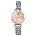   Q&Q női karóra, quartz, ezüst színű acél tok, rózsaszínű számlap, ezüst színű acél karcsat, (Superior), S401J222Y
