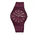   Q&Q karóra, quartz, bordó színű műanyag tok, bordó színű műanyag szíj, bordó színű számlap, 100 m (10 ATM)  A212J011Y