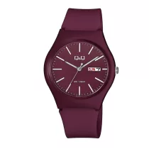   Q&Q karóra, quartz, bordó színű műanyag tok, bordó színű műanyag szíj, bordó színű számlap, 100 m (10 ATM)  A212J011Y