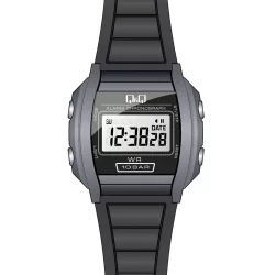   Q&Q férfi műanyag karóra, quartz/LCD, szürke színű tok,fekete szíj, ML01J003Y