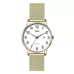   Q&Q férfi fémcsatos karóra, quartz, arany színű tok és csat, fehér számlap, BL76J804Y