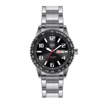   Ceas bărbătesc Q&Q, mecanism quartz, carcasă și brățară argintie, cadran negru, A194J800Y