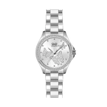   Ceas de damă Q&Q, mecanism quartz, carcasă și brățară argintie, cadran argintiu, C224J801Y