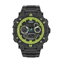   Ceas bărbătesc Q&Q plastic, mecanism quartz/LCD, culoare neagră/verde, GW88J007Y
