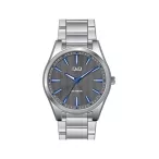   Ceas bărbătesc Q&Q, mecanism quartz, carcasă și brățară argintie, cadran gri, QA54J801Y