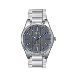   Ceas bărbătesc Q&Q, mecanism quartz, carcasă și brățară argintie, cadran gri, QA54J801Y