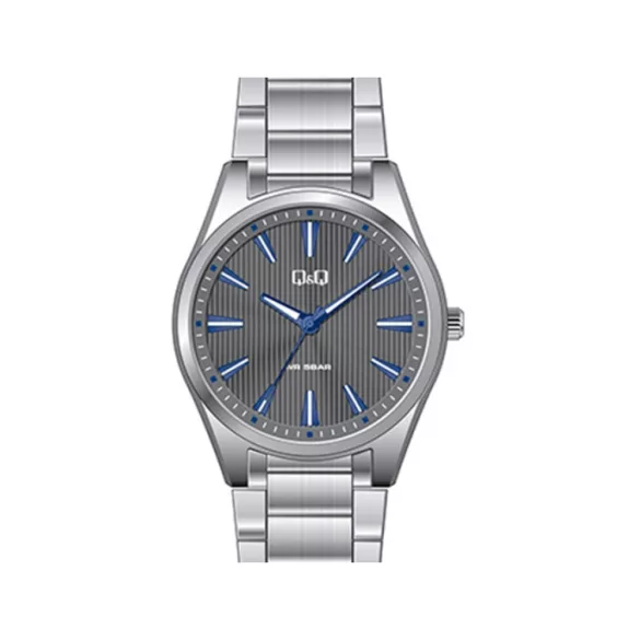 Ceas bărbătesc Q&Q, mecanism quartz, carcasă și brățară argintie, cadran gri, QA54J801Y