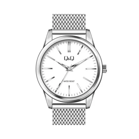 Ceas bărbătesc Q&Q, mecanism quartz, carcasă și brățară aurie, cadran alb, QB02J800Y