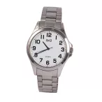   Ceas bărbătesc Q&Q, mecanism quartz, carcasă și brățară argintie, cadran alb, QB12J801Y