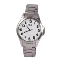   Ceas bărbătesc Q&Q, mecanism quartz, carcasă și brățară argintie, cadran alb, QB12J801Y