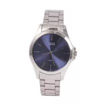   Ceas bărbătesc Q&Q, mecanism quartz, carcasă și brățară argintie, cadran albastru, QB12J802Y