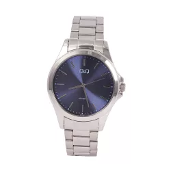   Ceas bărbătesc Q&Q, mecanism quartz, carcasă și brățară argintie, cadran albastru, QB12J802Y