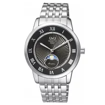   Ceas bărbătesc Q&Q, mecanism quartz, carcasă și brățară argintie, cadran gri, QZ10J208Y