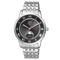  Ceas bărbătesc Q&Q, mecanism quartz, carcasă și brățară argintie, cadran gri, QZ10J208Y