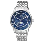   Ceas bărbătesc Q&Q, mecanism quartz, carcasă și brățară argintie, cadran albastru, QZ10J218Y