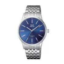   Ceas bărbătesc Q&Q Superior, mecanism quartz, carcasă și brățară argintie, cadran albastru, S280J202Y