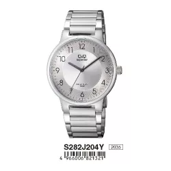   Ceas bărbătesc Q&Q Superior, mecanism quartz, carcasă și brățară argintie, cadran argintiu, S282J204Y