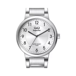   Ceas de damă Q&Q Superior, mecanism quartz, carcasă și brățară argintie, cadran argintiu, S283J204Y