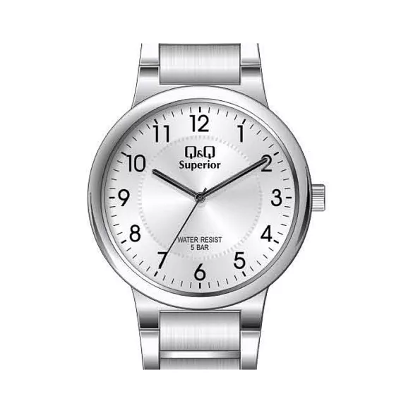 Ceas de damă Q&Q Superior, mecanism quartz, carcasă și brățară argintie, cadran argintiu, S283J204Y