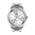   Ceas bărbătesc Q&Q Superior, mecanism quartz, carcasă și brățară argintie, cadran argintiu, S286J201Y