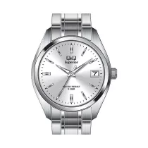   Ceas bărbătesc Q&Q Superior, mecanism quartz, carcasă și brățară argintie, cadran argintiu, S286J201Y