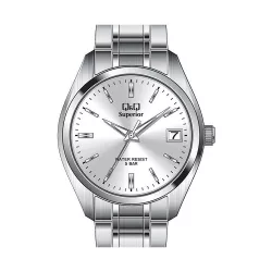   Ceas bărbătesc Q&Q Superior, mecanism quartz, carcasă și brățară argintie, cadran argintiu, S286J201Y