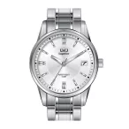   Ceas bărbătesc Q&Q Superior, mecanism quartz, carcasă și brățară argintie, cadran alb, S290J201Y