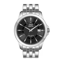   Ceas bărbătesc Q&Q Superior, mecanism quartz, carcasă și brățară argintie, cadran negru, S300J202Y