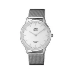   Ceas bărbătesc Q&Q Superior, mecanism quartz, carcasă și brățară argintie, cadran alb, S306J201Y