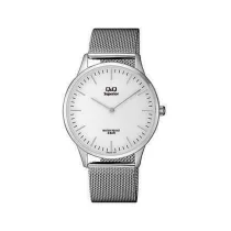   Ceas bărbătesc Q&Q Superior, mecanism quartz, carcasă și brățară argintie, cadran alb, S306J201Y