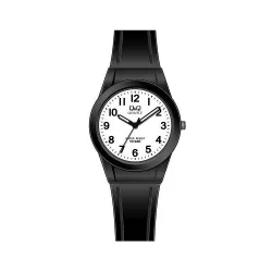   Ceas bărbătesc Q&Q plastic, mecanism quartz, carcasă și brățară neagră, cadran alb, VQ50J827Y