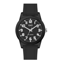   Ceas bărbătesc Q&Q plastic, mecanism quartz, carcasă și brățară neagră, cadran negru, VR35J808Y
