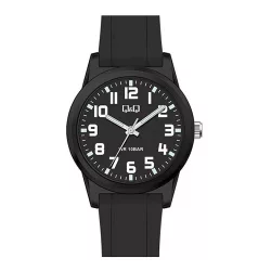   Ceas bărbătesc Q&Q plastic, mecanism quartz, carcasă și brățară neagră, cadran negru, VR35J808Y
